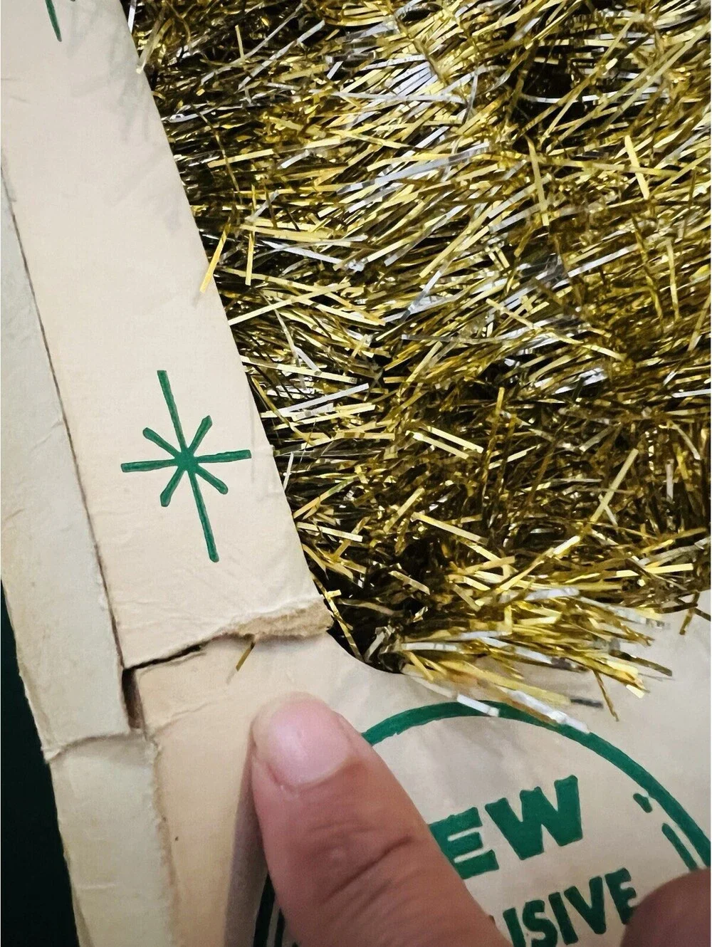 Vtg Decoration Products Tinsel GarlandGold & White Christmas Tree American Made